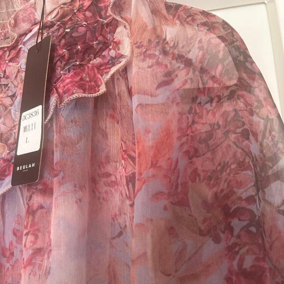 Beulah Style Floral Print Ruffle Tiered Long Sleeve Dress Size Large NWT - Picture 6 of 15